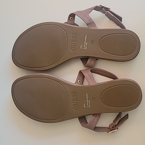 Guess Los Angeles Medna Rhinestone T-Strap Rose Gold Open Toe Sandal, Size 7M - Picture 3 of 15